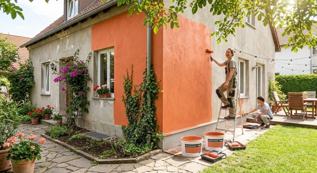 Ausenflachen verschonern mit Fassadenfarbe