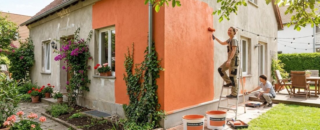 Außenflächen verschönern mit Fassadenfarbe 1 Außenflächen verschönern mit Fassadenfarbe