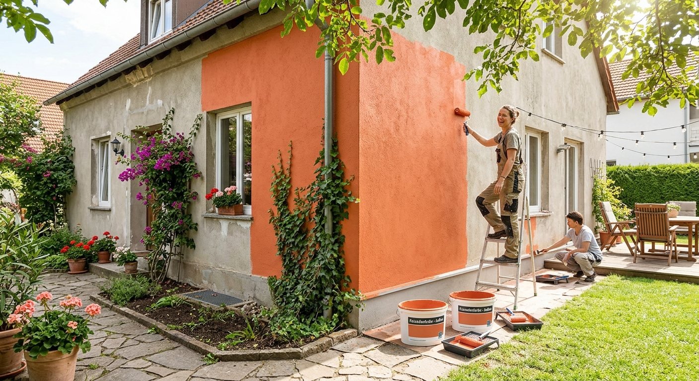 Außenflächen verschönern mit Fassadenfarbe 1 Außenflächen verschönern mit Fassadenfarbe
